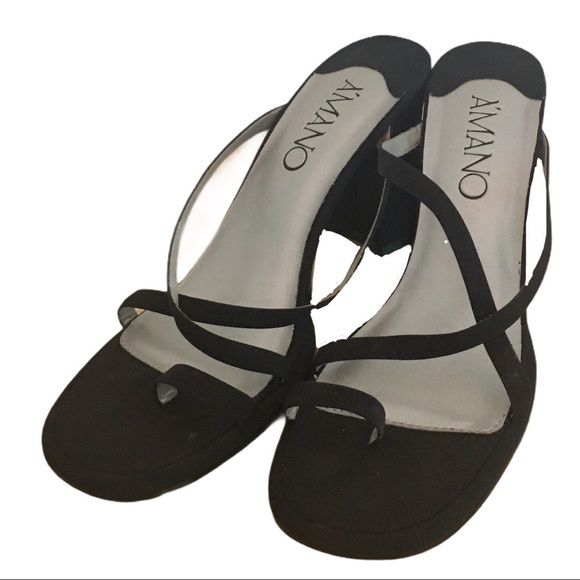 A’mano Open-Toe Multi-Strap Chunky Heel Mules - Picture 1 of 10